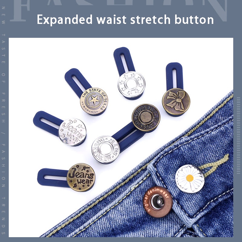 Metal Jeans Button Adjustable Removable Stapleless Untuk Wanita Tombol Logam Zinc Alloy Round Tack Buttons Aksesoris