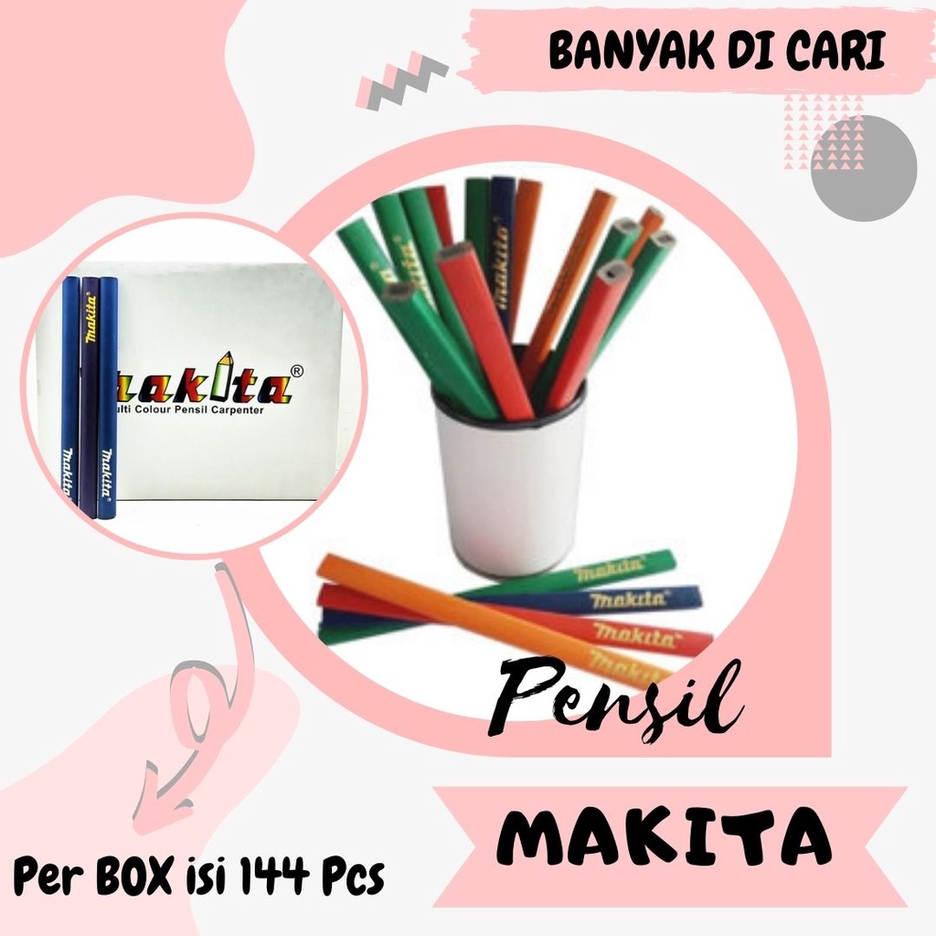 

PENSIL TUKANG KAYU ORIGINAL MAKITA PAK BOX 1 GROSS Besar Jual 144pcs Pencil Bangunan Gesek Kertas Stiker Nomor Tebal Potlot