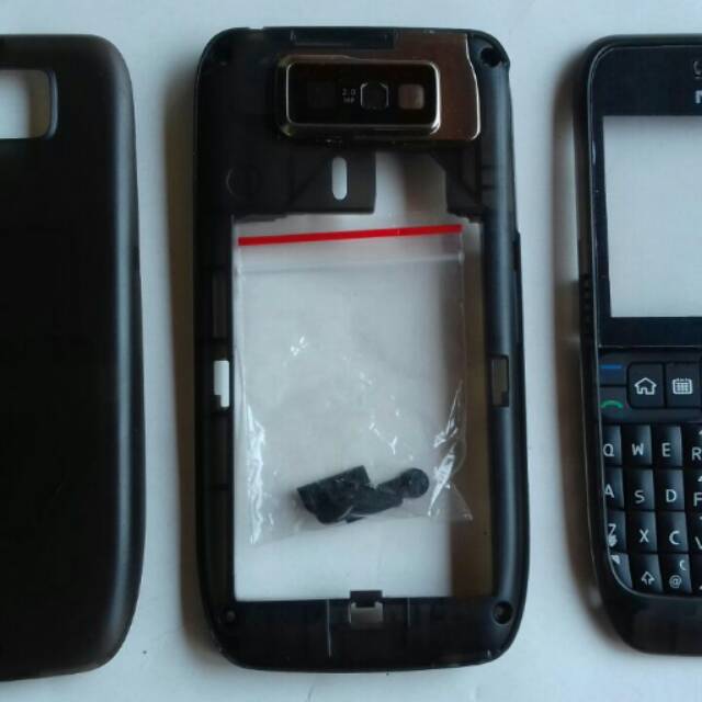 Casing nokia e63 hitam transparan fullset