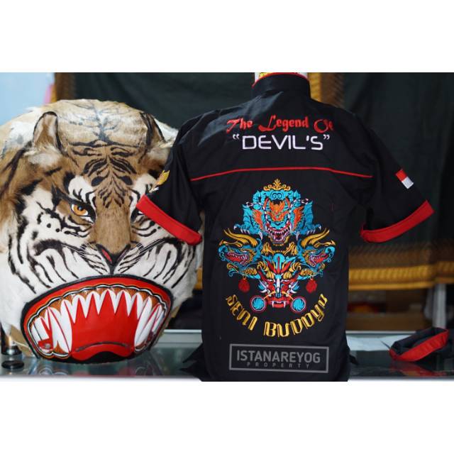 KEMEJA / HEM BORDIR REOG MOTIF THE LEGEND OF DEVIL BAJU REOG PONOROGO BAJU JARANAN