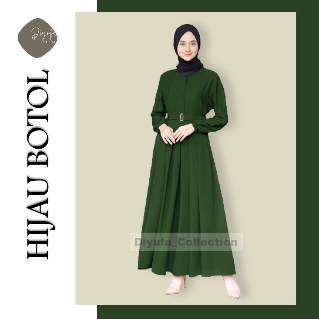 Baju Gamis Wanita Cewek Remaja Terbaru kekinian Alsize / Jumbo Kancing Dada Dress Moscrepe Busui-HIJAU BOTOL