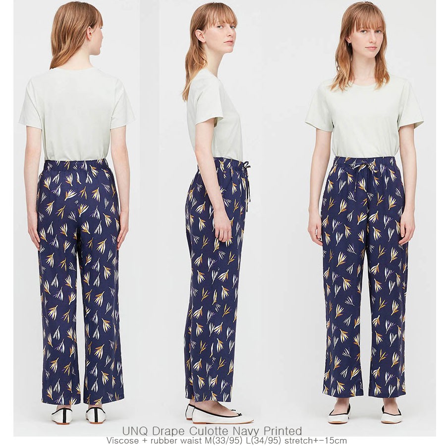  UNIQLO  Drape Culotte Printed Celana  Panjang  Wanita Branded 