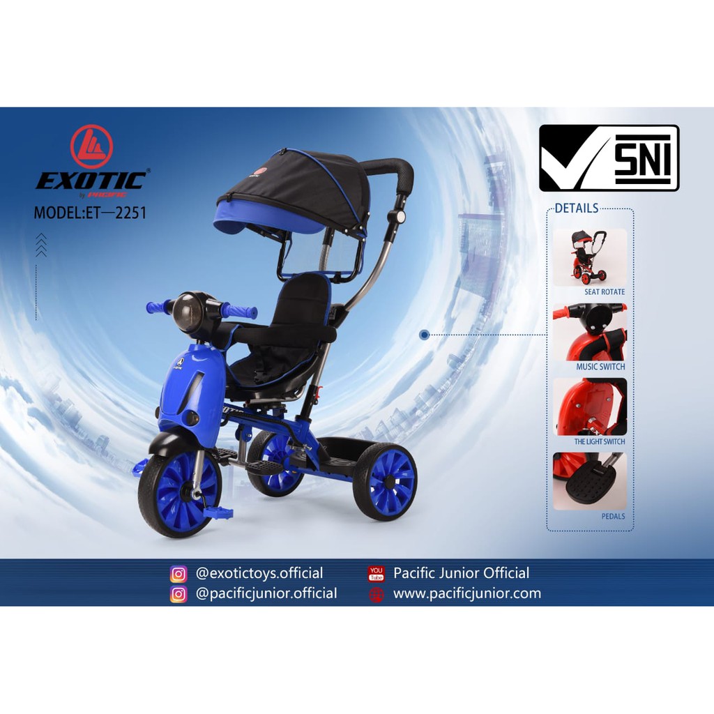 Tricycle Exotic ET 2251 Kereta Dorong Anak Bayi Model Motor ET2251 Baby Stroller Dorongan Anak Bayi Sepeda Anak Roda Tiga 3 ET1265 ET 1265 ET1263 ET 1263 ET1267 ET 1267 ET1268 ET 1268 AT7705 AT 7705 AT7702 AT 7702 AT7711 AT 7711 AT7713 AT 7713