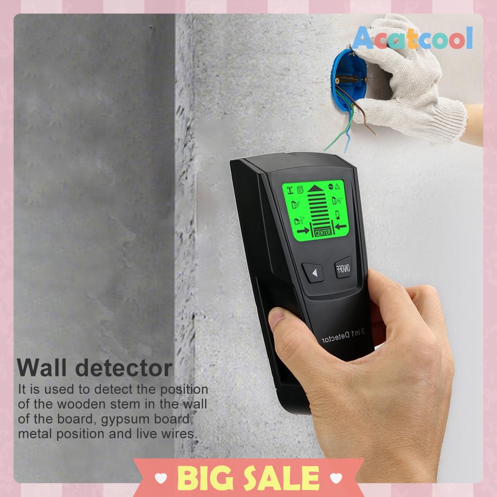 Metal Finder Wood Studs Detector AC Voltage Live Wire Detect Wall Scanner