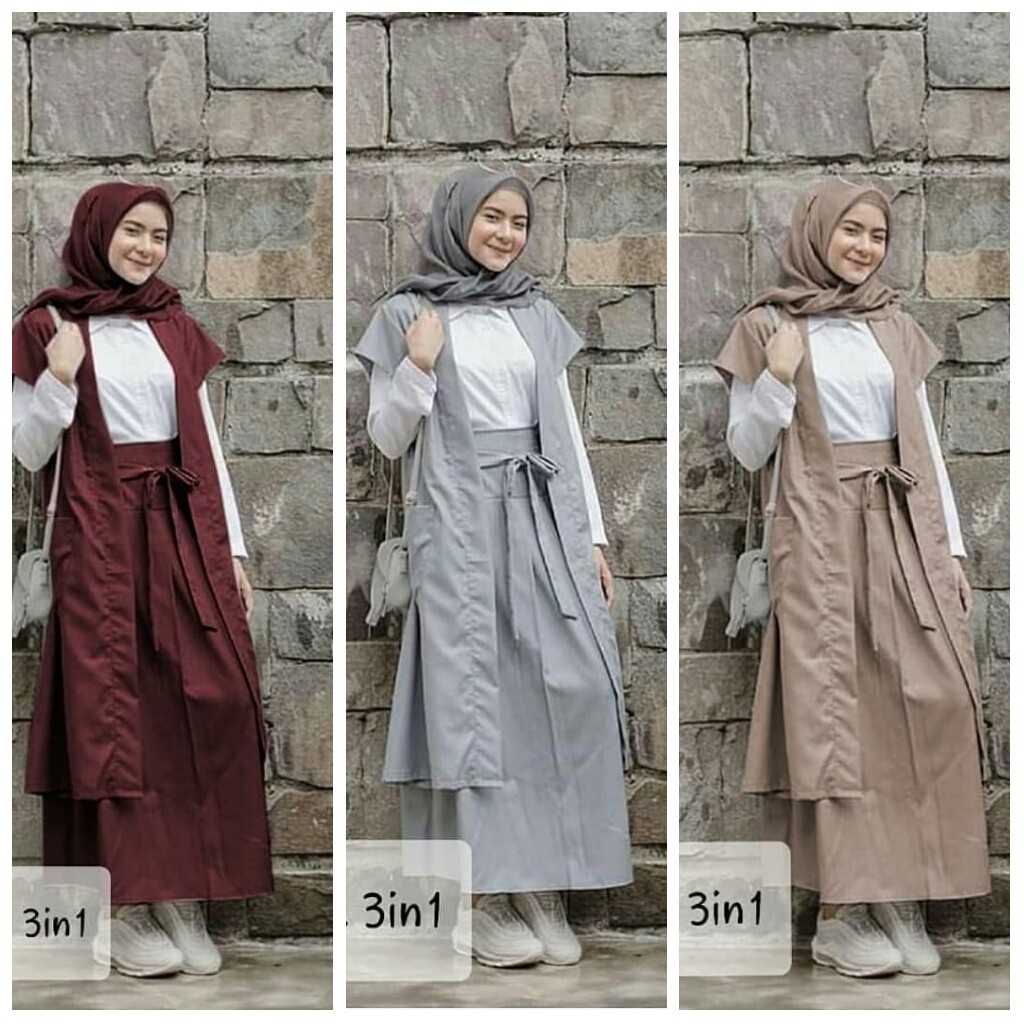 Bisa COD SET EMMA 3IN1 – Set Baju terbaru Fashion Muslim Setelan muslim wanita