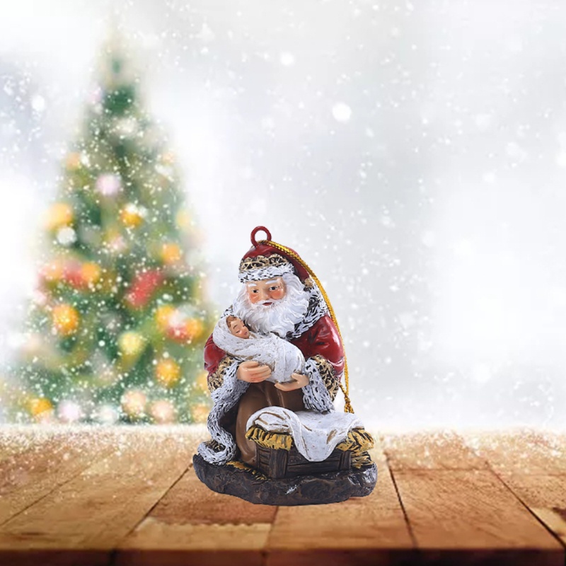 Ornamen Gantung Bentuk Santa Claus Bahan Resin Untuk Dekorasi Pohon Natal