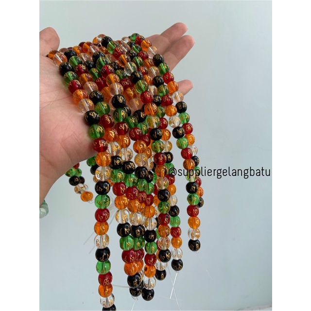 10mm mix colour om mani padme hum tibetan mantra glass round beads