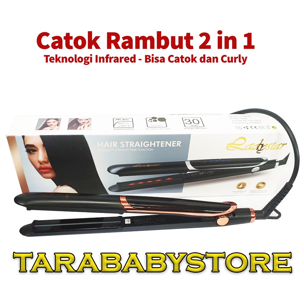 Alat Catok Rambut 2in1 Rebonding Lurus Curly Keriting Murah Original Ladystar Ls 2219