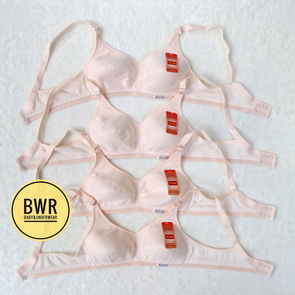 [ Harga 1pc &amp; 3pc ] Bra YULIA Cream | Bra Wanita Dewasa Sport Polos Kait 2 - VIII B6 Bwr