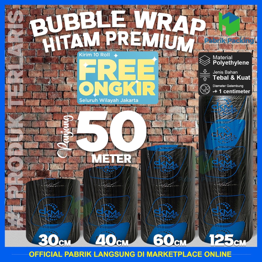 

RB PLASTIK BUBBLE WRAP HITAM TEBAL / BUBBLE WRAP MURAH DKM 50 meter