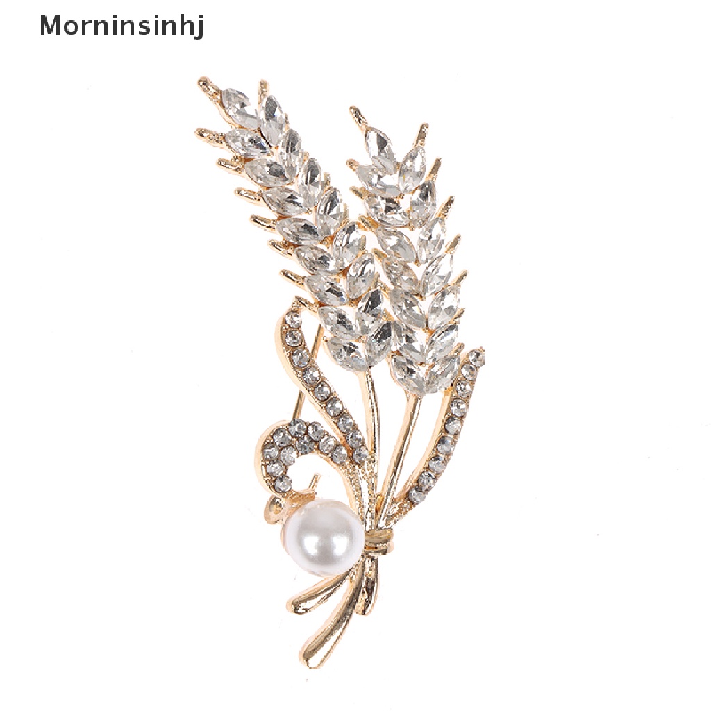 Mornin Mutiara Berlian Imitasi Ear of Wheat Bros Untuk Wanita Baroque Trendy Elegan Brooch Pin id