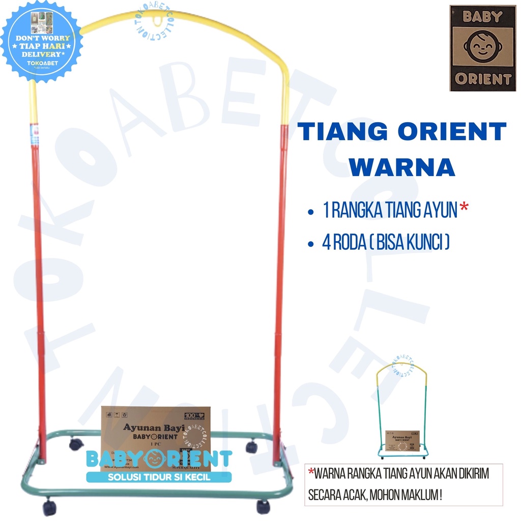 PAKET AYUNAN ELEKTRIK Tiang ORIENT WARNA Lengkap Mesin Ayun OTO Varians dengan AYUNAN KARAKTER sebagai Perlengkapan Tidur Bayi sesuai Kebutuhan Baby TOKOABET