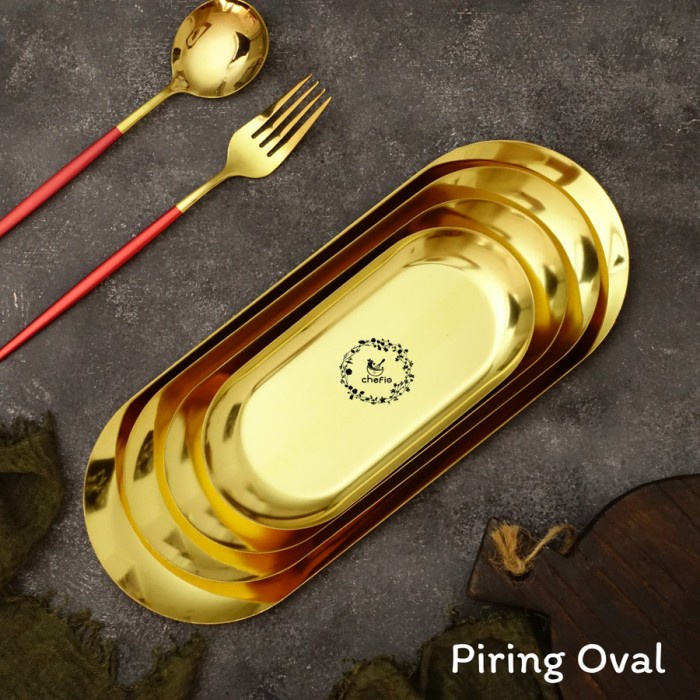 Chefio Piring Stainless Gold / Piring Sultan Korea / Piring Oval