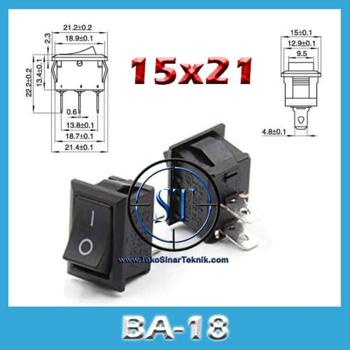 BA-18 Saklar 2 Pin 2 kaki Karaoke Hitam rocker switch ON-OFF Hitam 2pin - Switch Hitam Dispenser Power Swit