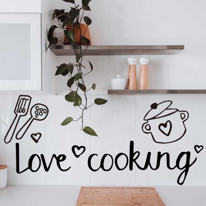 Stiker Dinding Motif Tulisan LOVE Bahan PVC Untuk Dekorasi Dapur