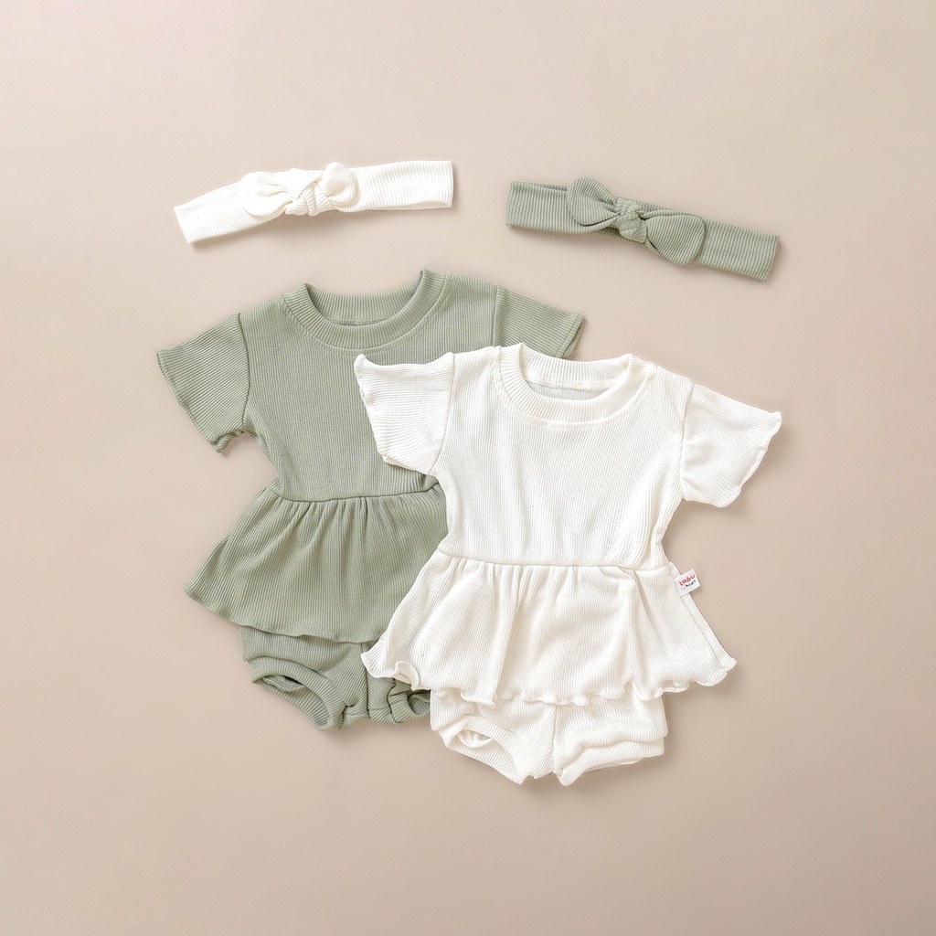 Labu Kids - Ruffle Set | Set Baju Bayi Ruffle Dress Baju Anak Bayi Balita Lucu Terusan Perempuan Cewe Baby Girl