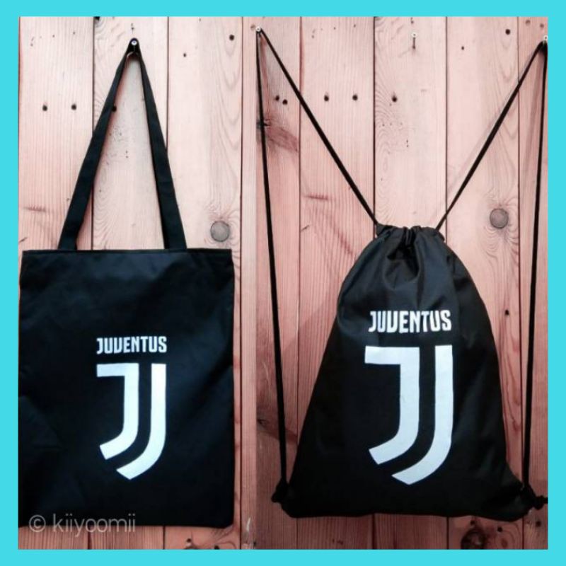 Totebag &amp; String bag tas ransel serut sablon JUVENTUS | bahan drill halus | kiiyoomii