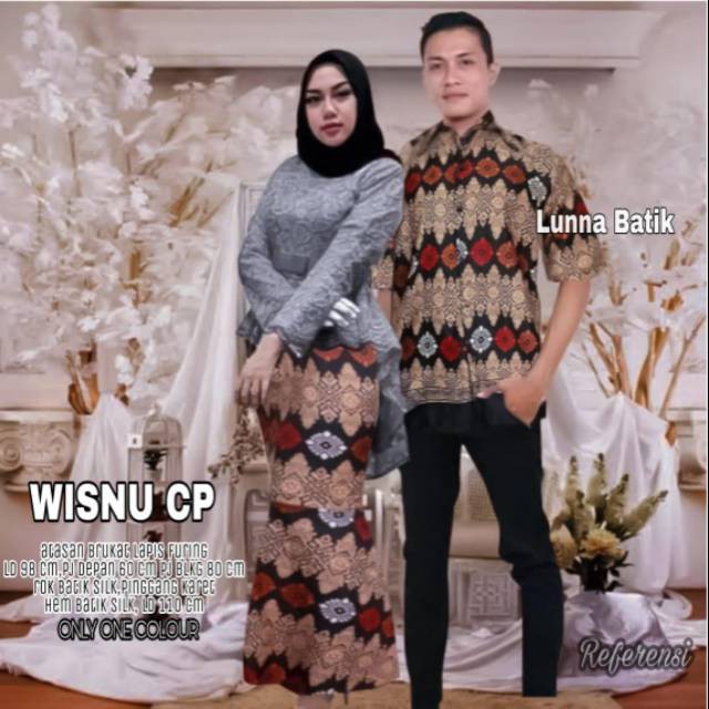 wisnu cp • sarimpit couple • atasan brokat dan rok batik silk plus kemeja pria Girls Muslim Casual