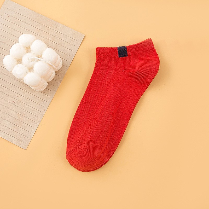 AliMaMa - KAOS KAKI LIST - Kaus Kaki Wanita Pria Unisex Mata Kaki Ankle Sock Socks Murah Medan-MERAH