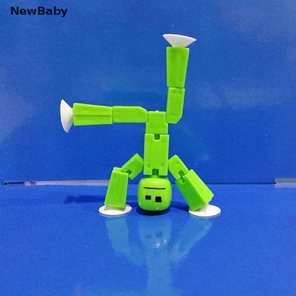 2pcs Mainan Boneka Animasi Stickbot Warna Acak Dengan Sucker Perekat Untuk Bayi