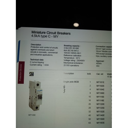 MCB HAGER 1 PHASE - MCB HAGER 50A -MCB HAGER 63A