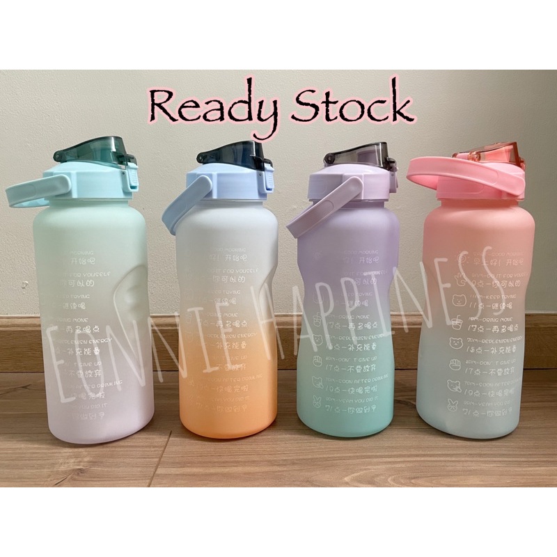CLEARANCE SALE READY STOCK Botol Minum Motivasi 2L liter Gradasi Pastel Japan tulisan Jepang Bukan Q