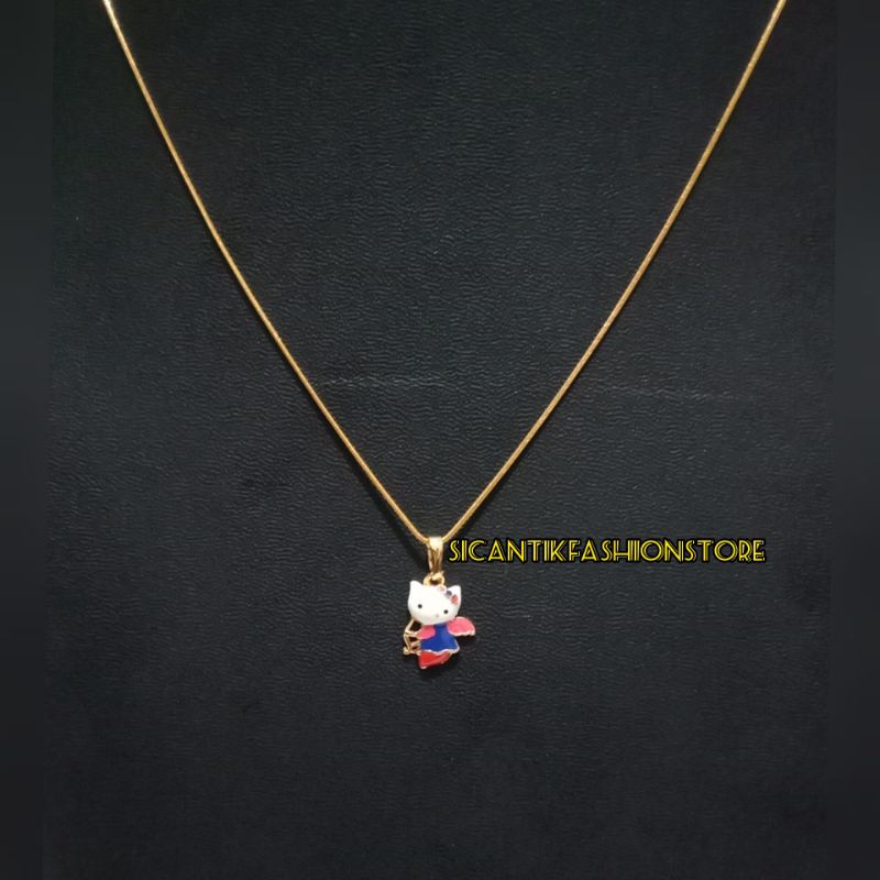 KALUNG TITANIUM ANAK PEREMPUAN LIONTIN HELLO KITY RATU ANTI KARAT SELAMANYA