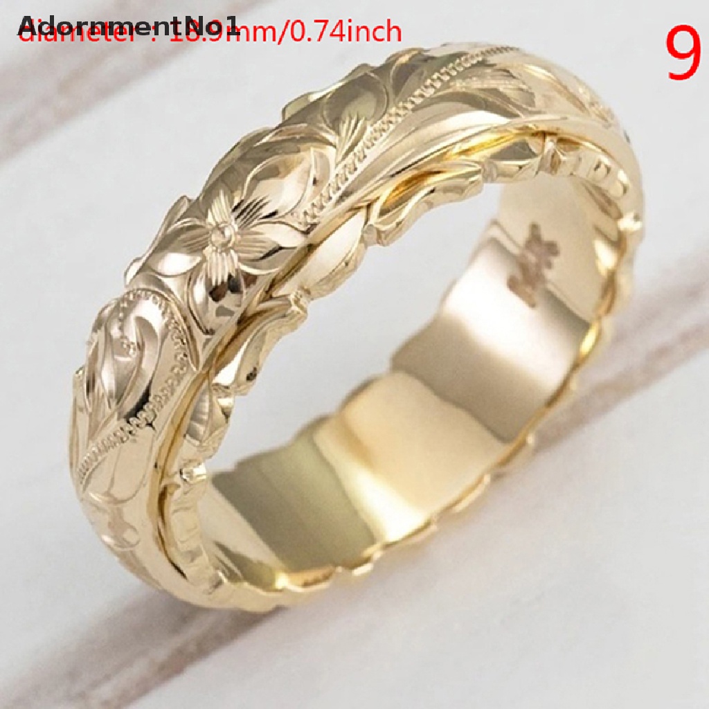 (AdornmentNo1) Cincin Lapis Emas 14k Motif Ukir Bunga Untuk Wanita