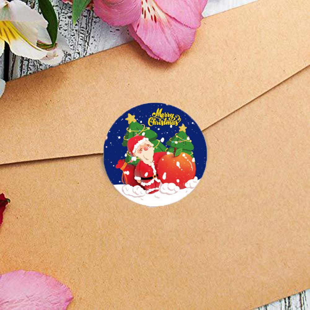 Stiker Kertas Populer Kemasan Kado Kue Kering Multi-Fungsi Merry Christmas Santa Claus Stickers