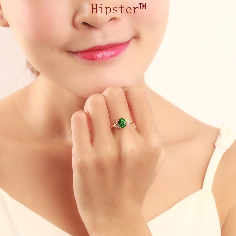 Hot Sale Top-Selling Product Fashion Emerald Butterfly Adjustable Ring