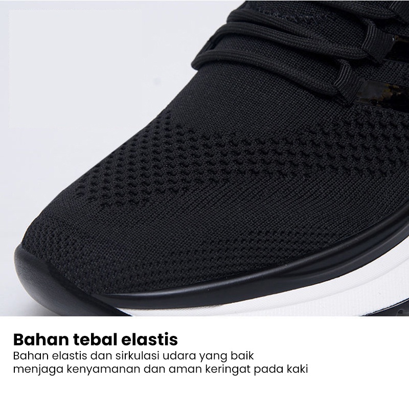 Toread Sepatu Sneakers Pria Sepatu Sekolah Sepatu Running Casual Sepatu Lari Gym Shoes Sports Hitam Abu KSD301