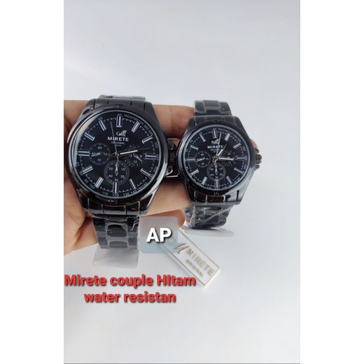 jam tangan mirete original rantai couple black