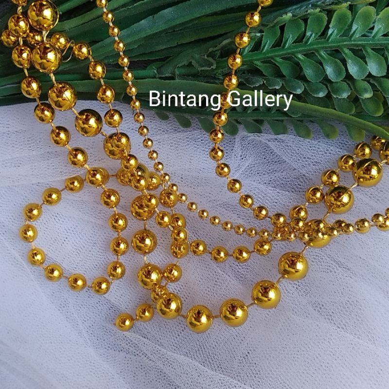 1 M MUTIARA RENTENG 4/5/6/8 MM GOLD &amp; SILVER / AKSESORIS MAHAR