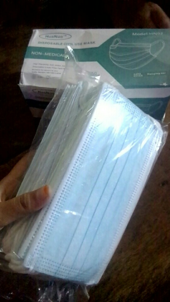 Masker 3 Ply Earloop Huanuo Hn-02 Face Mask Isi 50 Pcs
