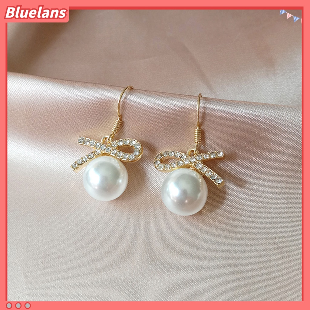 Bluelans Anting Stud Desain Pita Aksen Berlian Imitasi Untuk Wanita