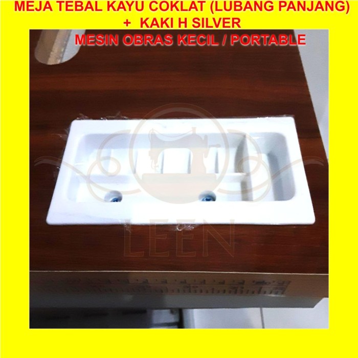Meja &amp; Kaki SET Mesin Jahit Obras Kecil/ Portable TEBAL- H Silver LEEN