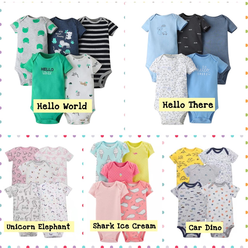 Set Jumper Bayi 5 in 1 Jumpsuit Bayi Newborn Baju Romper Pakaian Bayi Import Hampers Bayi Lucu