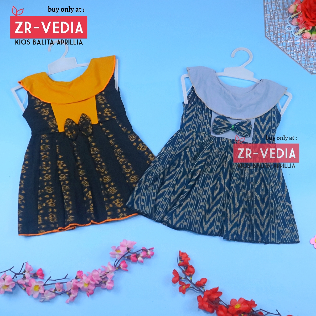 Dress Batik uk Bayi - 4 Tahun / Dres Model Baju Anak Perempuan Pesta Cewek Motif Bunga Modern Murah