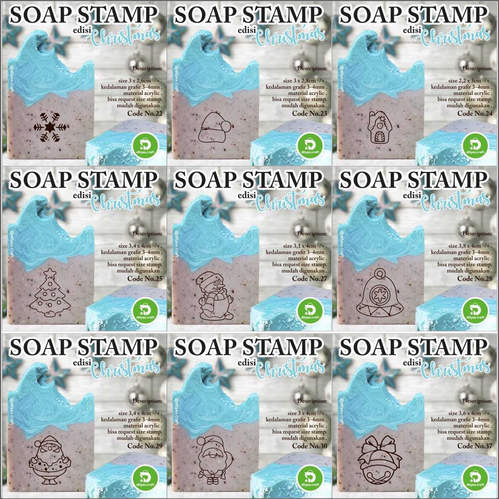 

soap stamp / stempel sabun / edisi MERRY CHRISTMAS code 22,23,24,25,27,28,29,30,37