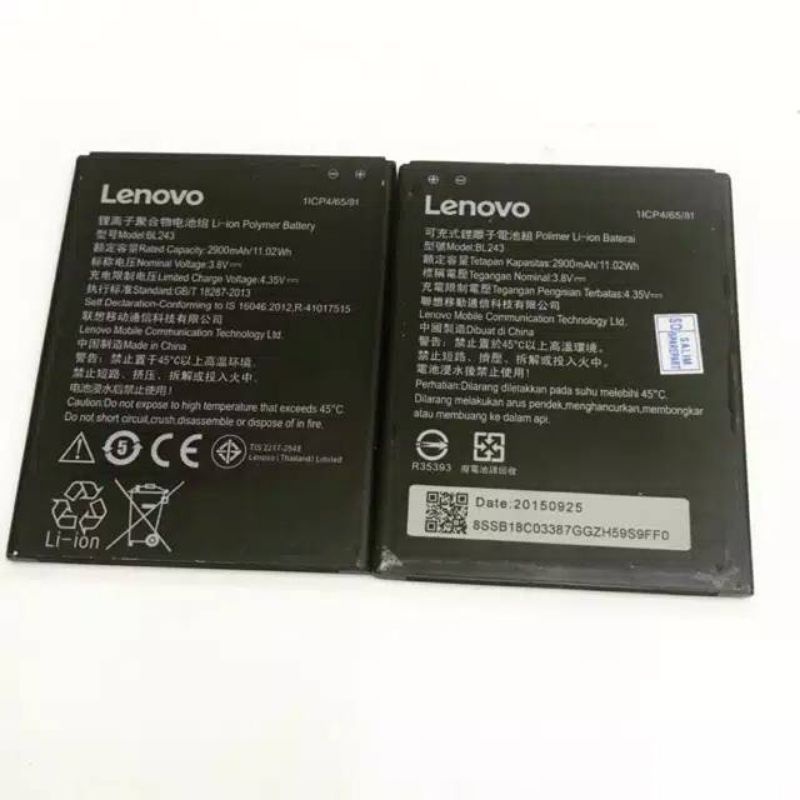 Batre Baterai Lenovo Original Type Lenovo BL243/7000/A7000+/K3 Note