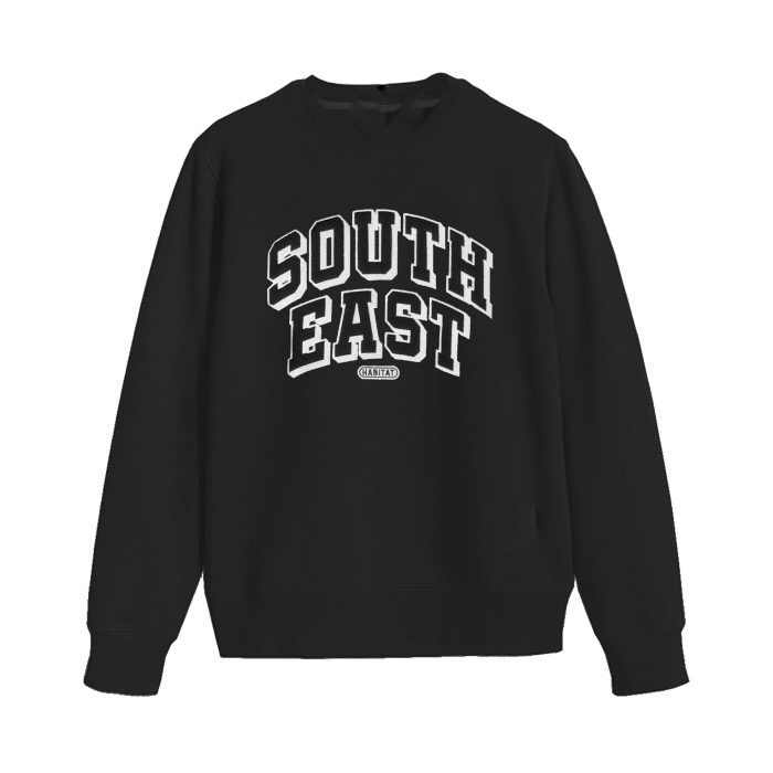 Sweater Crewneck South East Black Font Bordir Simple Premium