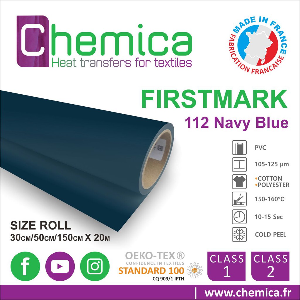 Chemica 30CM - Firstmark - PVC - Polyflex - Heat Transfer Vinyl 30CM - Navy Blue