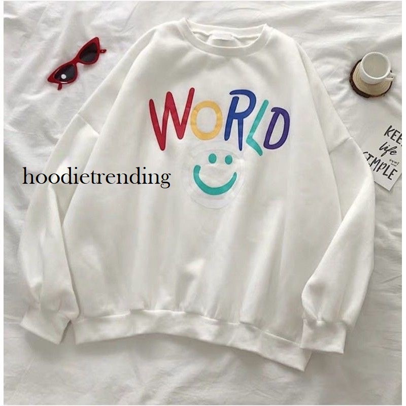 HODISO - Basic Sweater World Smile Size M-Xxl Unisex (Pria&amp;Wanita)