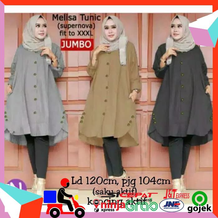 BAJU TUNIK WANITA JUMBO BAJU CEWEK ATASAN TUNIK FASHION WANITA KEKINIAN
