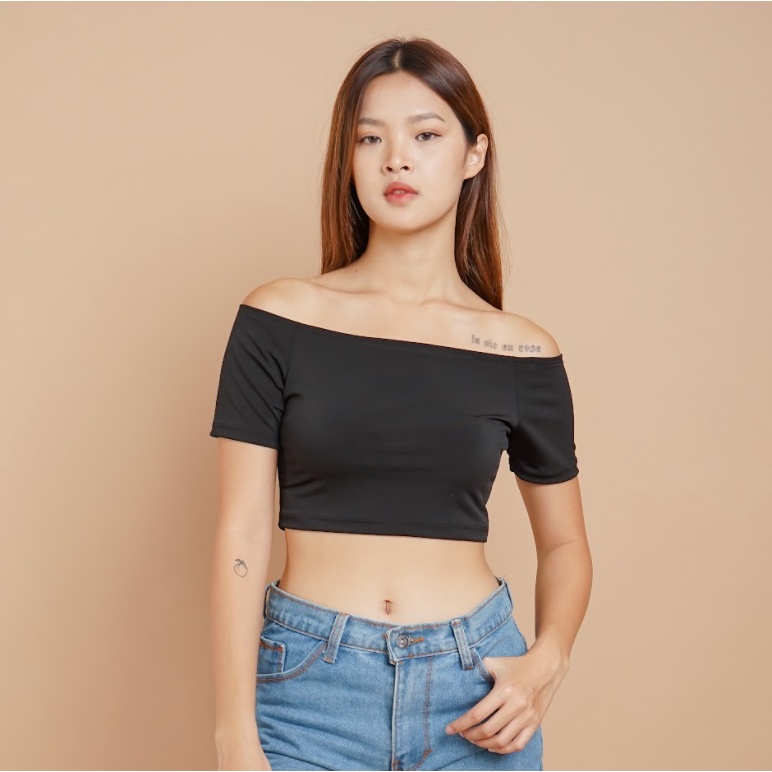 MODAVIE - ROSE TANKTOP Sabrina Crop Top T-Shirt Kaos Pendek Wanita