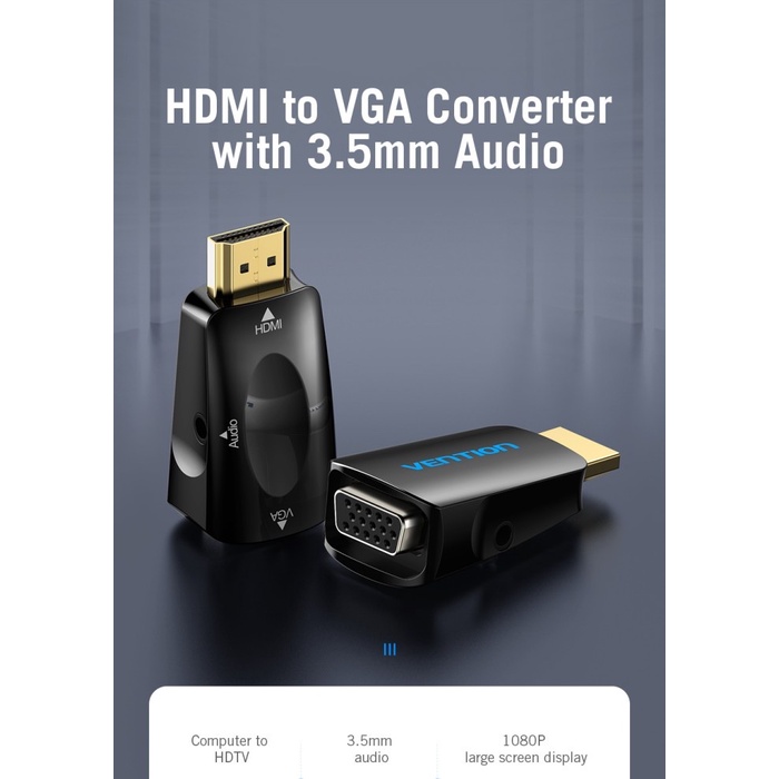 Hdmi to vga vention converter konektor with 3,5mm audio