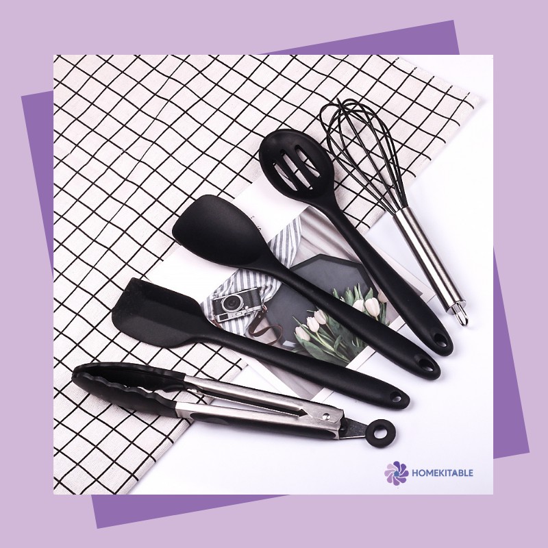 Homekitable Spatula Sutil 10 Pcs Silicone Stainless-2