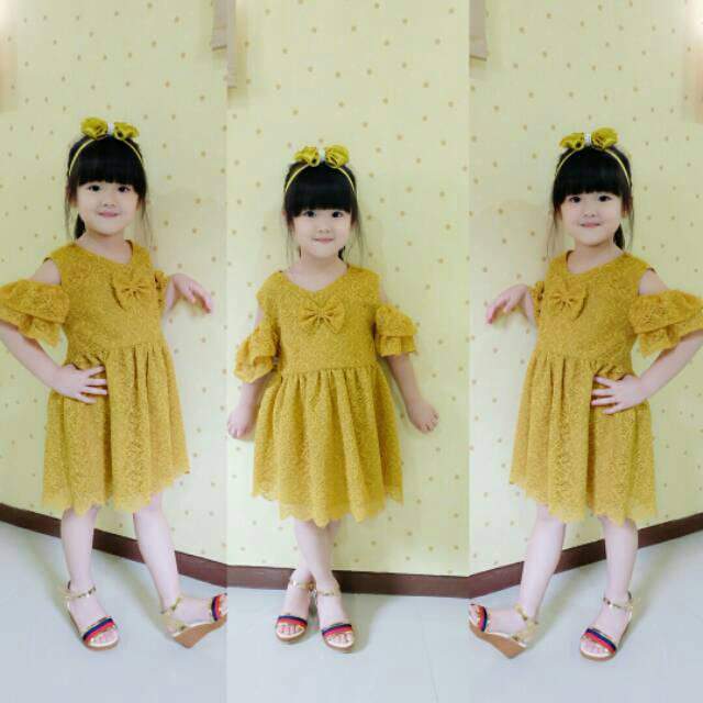 Ethnickidswear Lace Dress Brukat Anak Baju Pesta Anak Sabrina Dress Anak Baju Lebaran Baju Natal