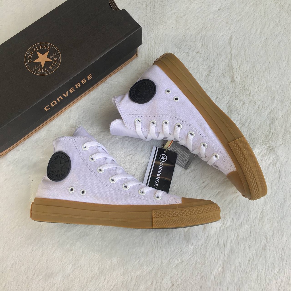 Sepatu Converse All Star High Original 100% Import Sneakers Pria Wanita Putih Gumb Kasual Trendy