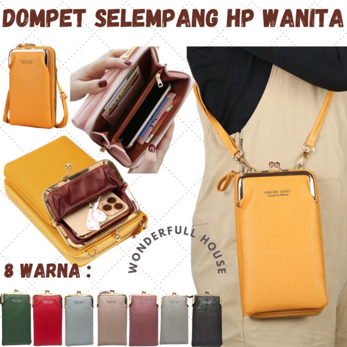 tas hp wanita selempang Selempang Tali Panjang Tas Dompet Handphone Ala Korea - Abu-abu E2V3 tas hp 